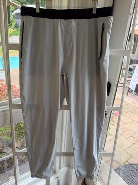 RHONE white Jogger Pants with Black Waistband